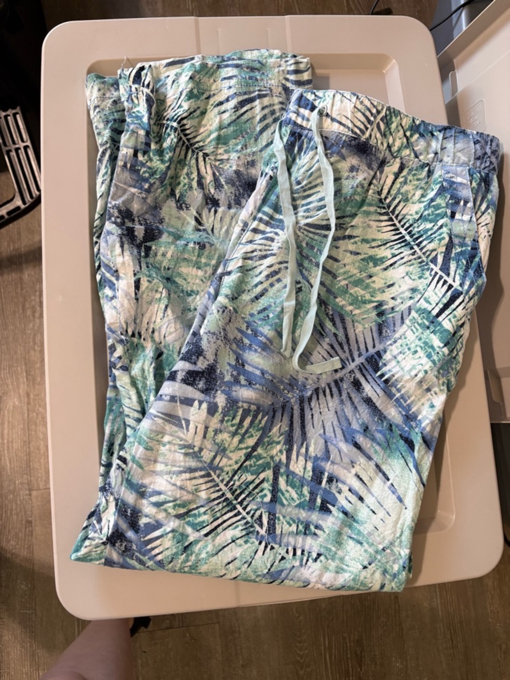 Tropical Print Pants in Blue & Teal